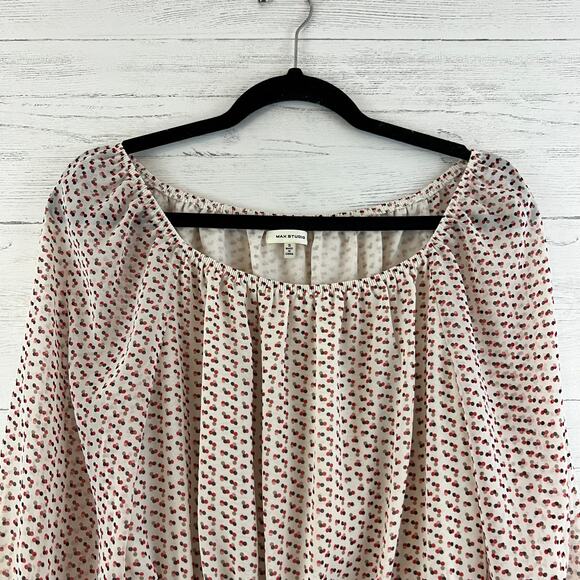 Max Studio Peplum Long Sleeve Dot Print Blouse Size S - Picture 4 of 8
